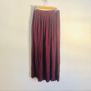Beautiful silk pleated purple maxi skirt with slit
